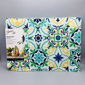 Fiesta Striped Placemats Blue Green Set of 4